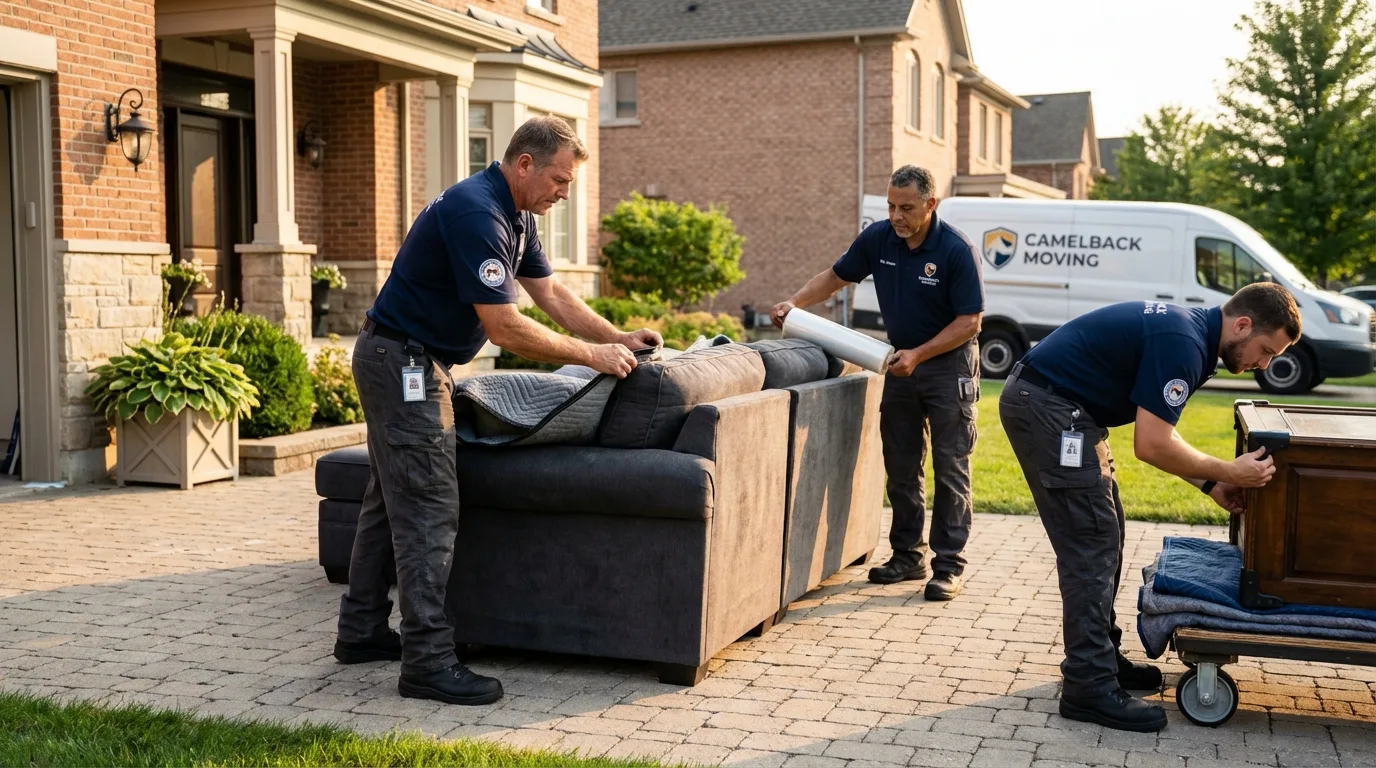 Large estate moving crew wrapping furniture in Prairie View, TX